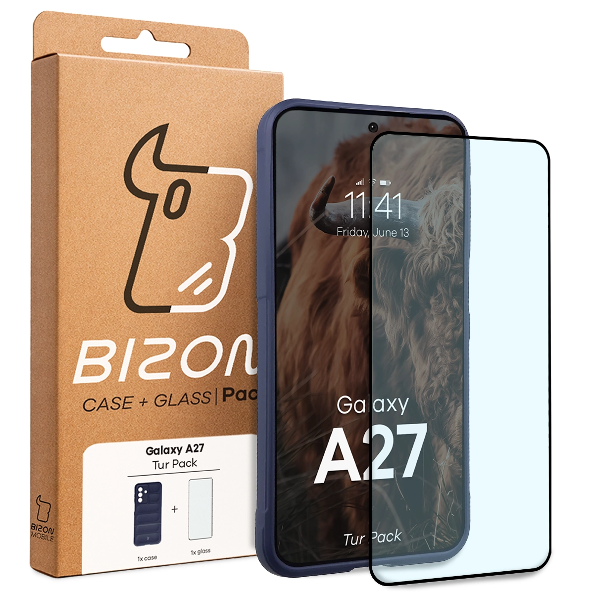 Front of the Bison Tur Pack box with a dedicated label for Samsung Galaxy A27 5G