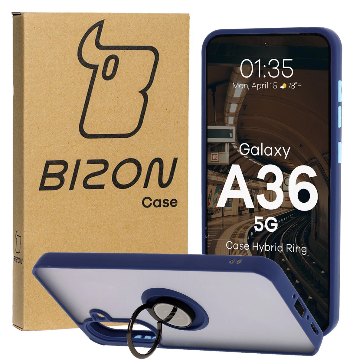 Etui z uchwytem na palec Bizon Case Hybrd Ring do Galaxy A36 5G / A56 5G