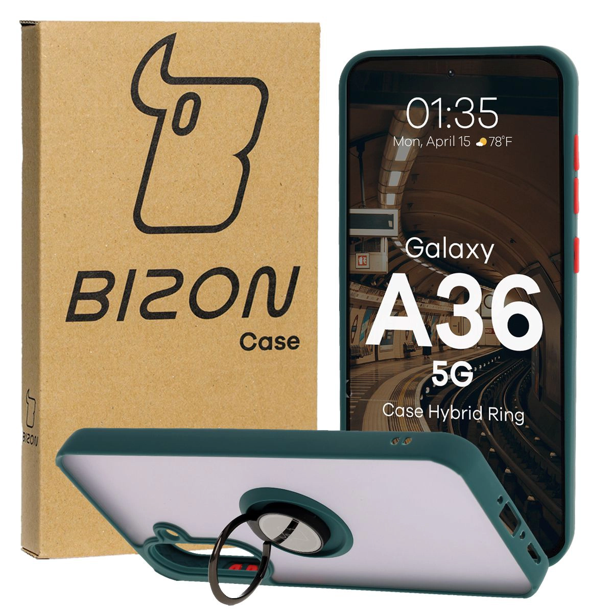 Etui z uchwytem na palec Bizon Case Hybrd Ring do Galaxy A36 5G / A56 5G