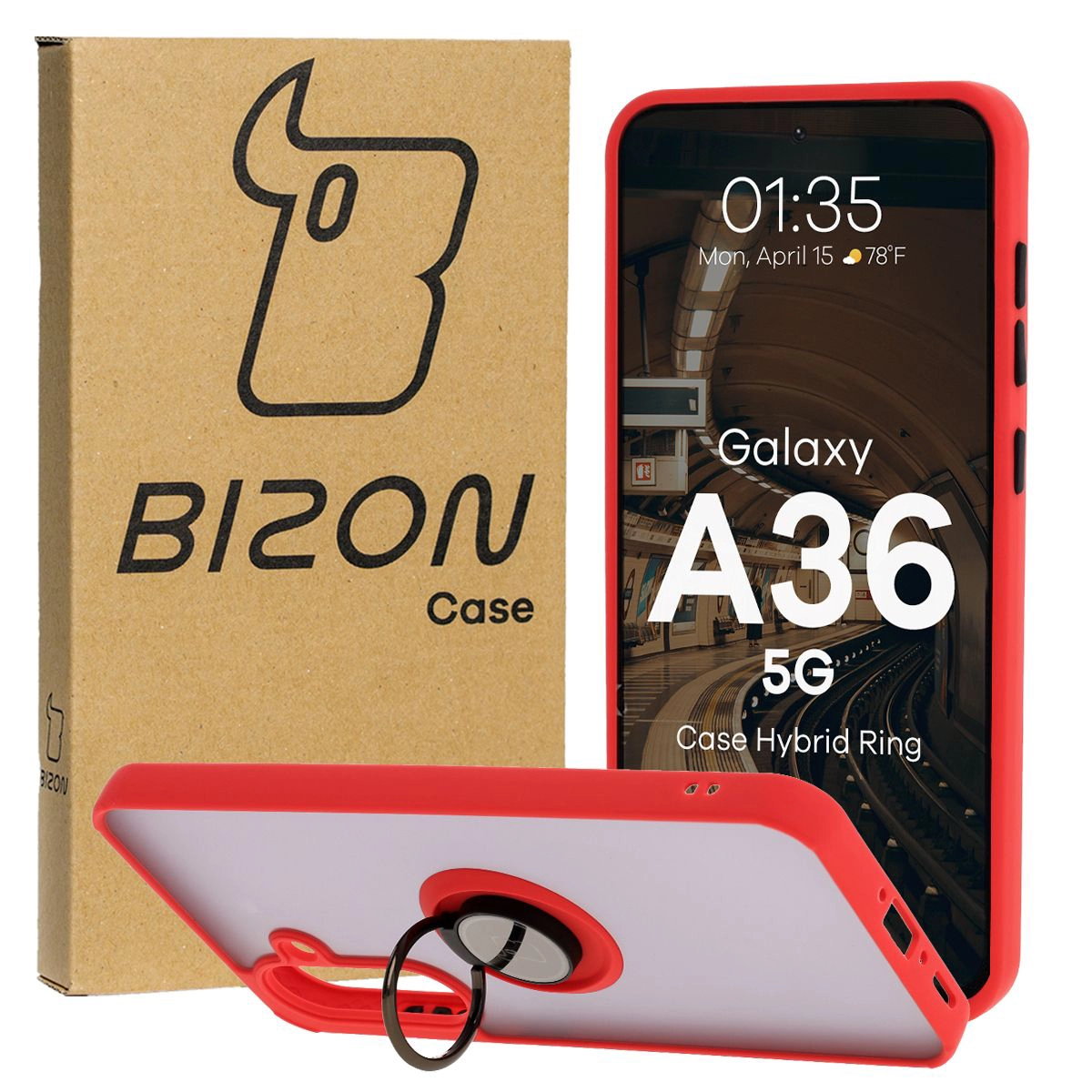 Etui z uchwytem na palec Bizon Case Hybrd Ring do Galaxy A36 5G / A56 5G
