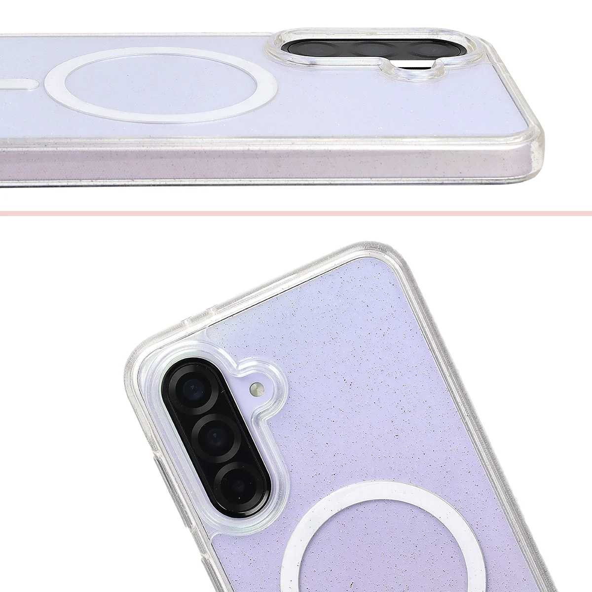 Raised edges for the camera and large cutout in Bizon Case SparklO for Samsung Galaxy A36 5G / Samsung Galaxy A56 5G