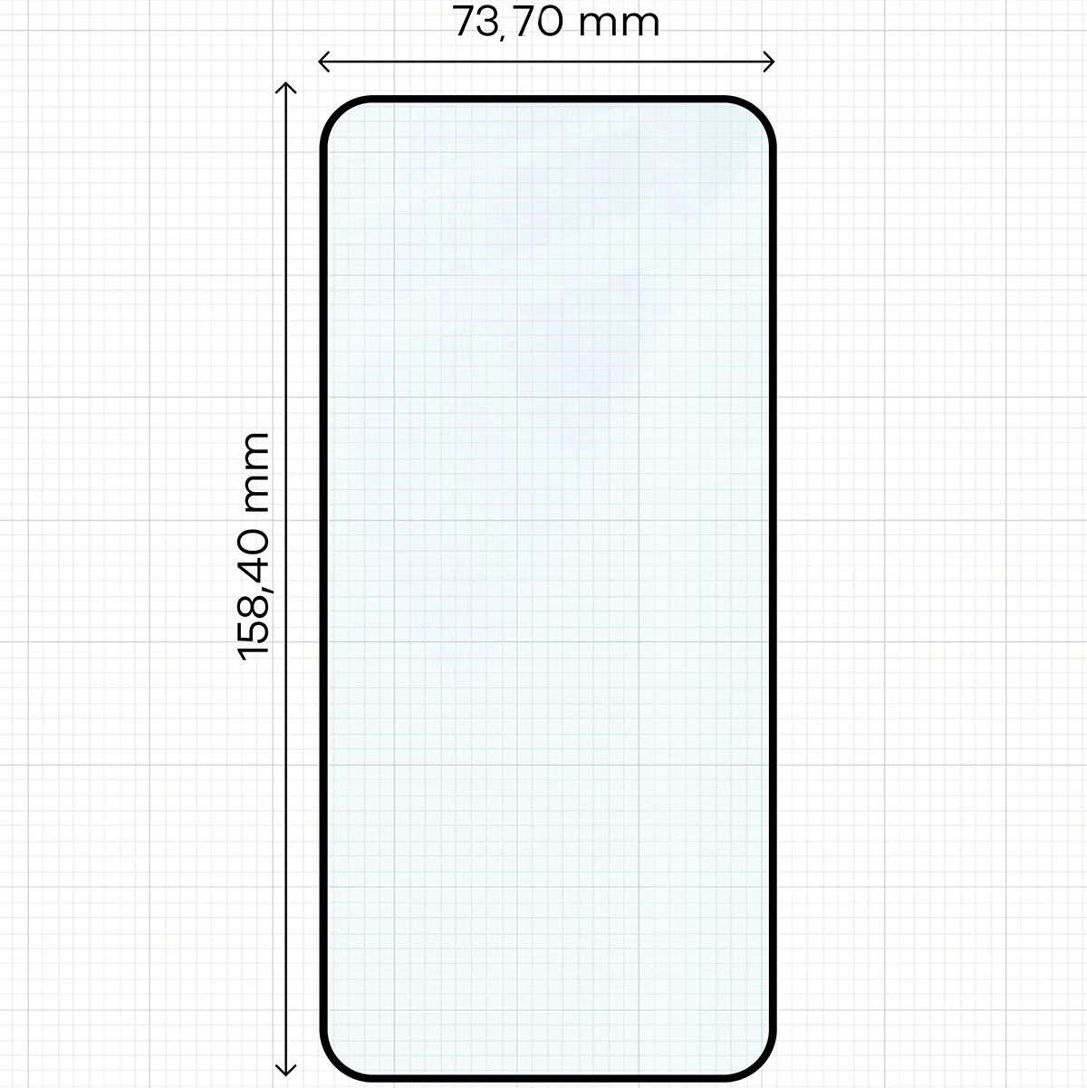 Az üveg méretei mérőszalagon a Samsung Galaxy A36 5G-hez