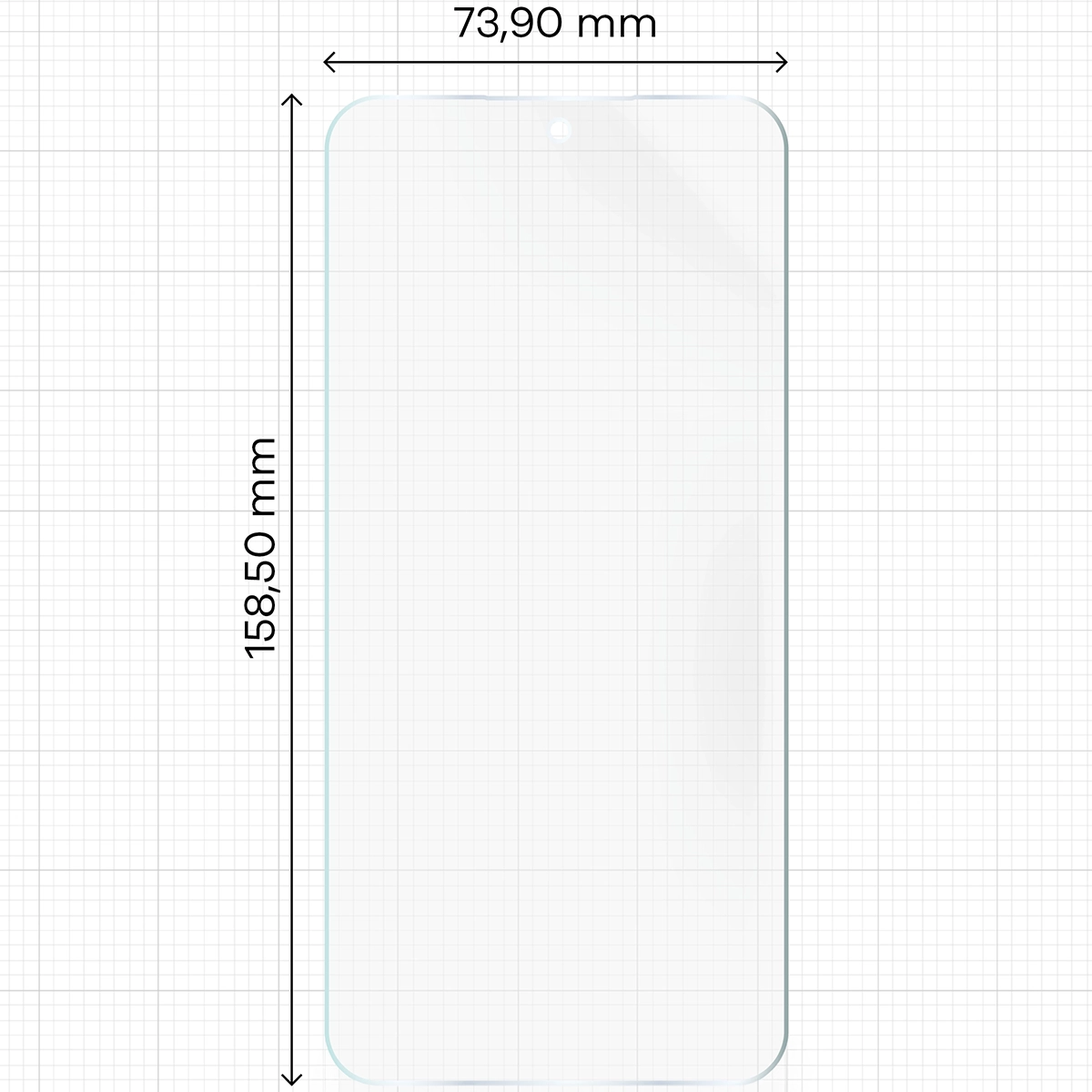 Miarka z wymiarami folii matowej Bizon Glass Film Sun do Samsung Galaxy A36 5G