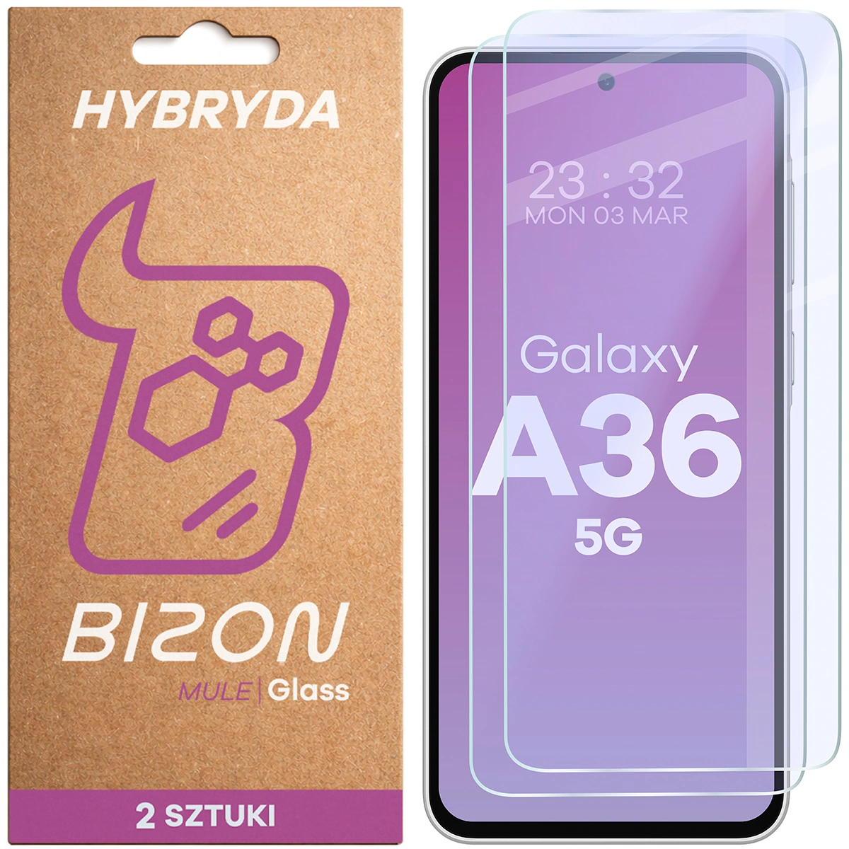 Elastyczne szkło hybrydowe Bizon Glass Mule Duo do Samsung Galaxy A36 5G, 2 sztuki