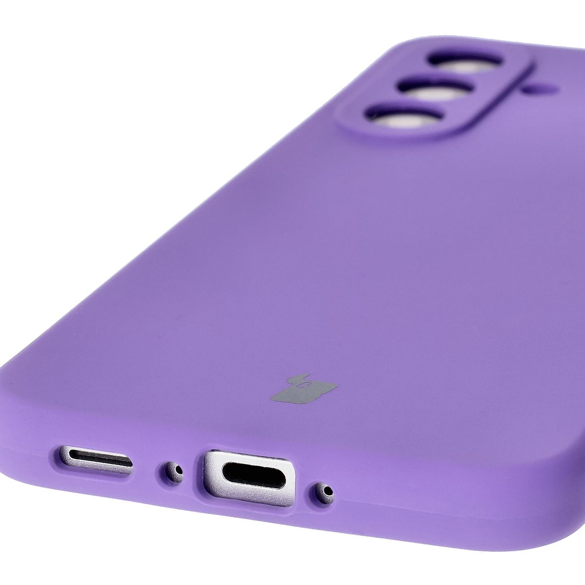 Close-up of precise cutouts and wireless charging capability in Bison Soft Case