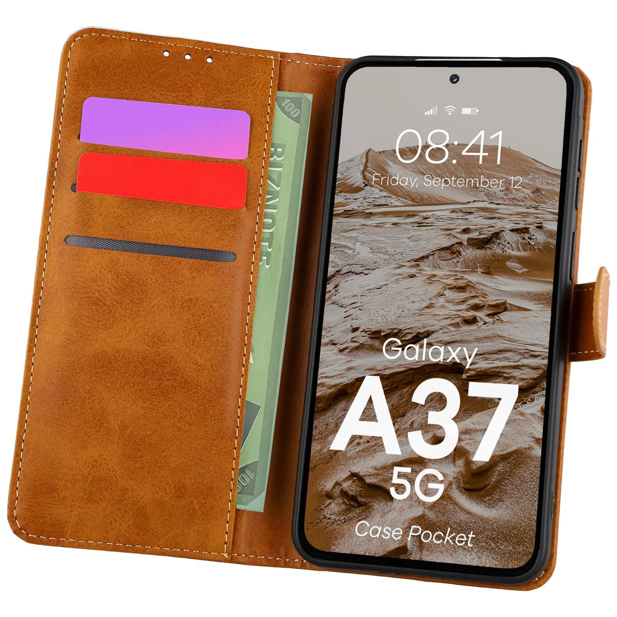 Hülle mit Klappdeckel und Platz für Karten Bison Case Pocket für Samsung Galaxy A37 5G