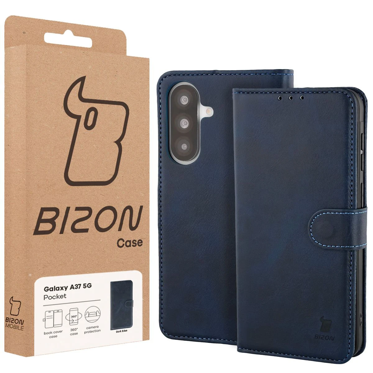 Vorderseite der Bizon Case Box mit dediziertem Etikett für Samsung Galaxy A37 5G