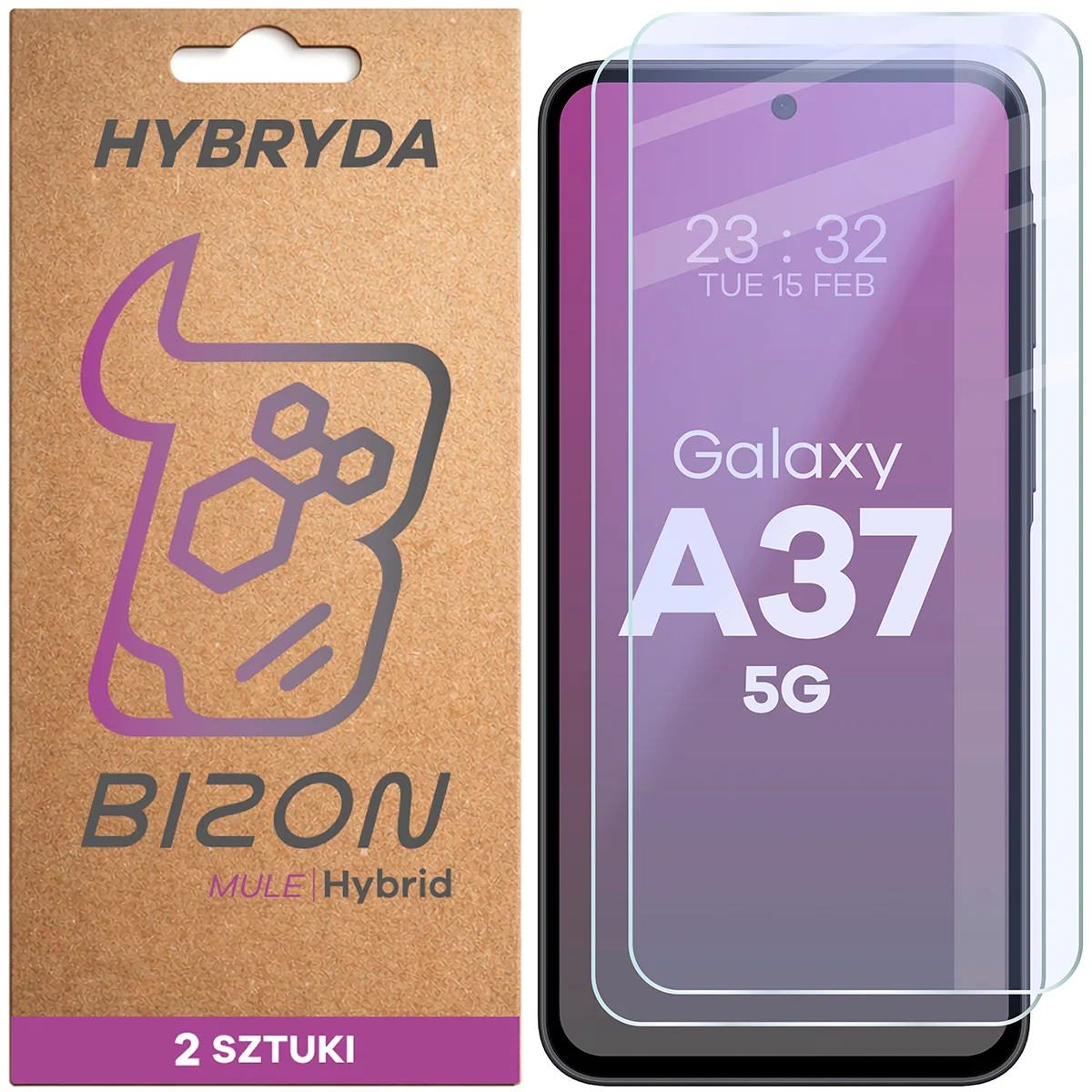 Flexible hybrid glass Bizon Hybrid Mule Duo for Samsung Galaxy A37 5G, 2 pieces