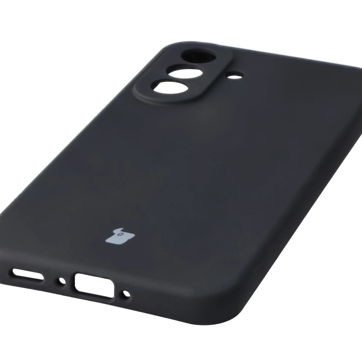 Nahaufnahme der präzisen Aussparungen und der Möglichkeit des induktiven Ladens in der Bizon Soft Case für Samsung Galaxy A37 5G