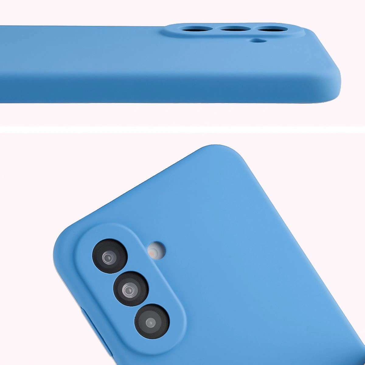 Prim-plan pe decupajele pentru lentile în carcasa Bizon Soft Case pentru Samsung Galaxy A37 5G
