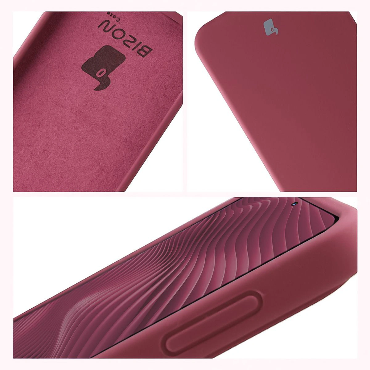 Konstrukcja etui Bizon Soft Case: zintegrowane osłony, podwyższone krawędzie i wyściółka z mikrofibry do Samsung Galaxy A37 5G