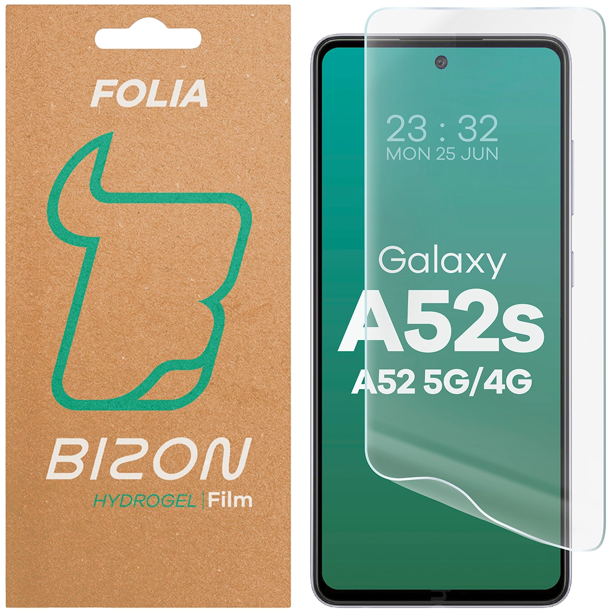 Pudełko i folia hydrożelowa na ekran Bizon Glass Hydrogel Front do Samsung Galaxy A52