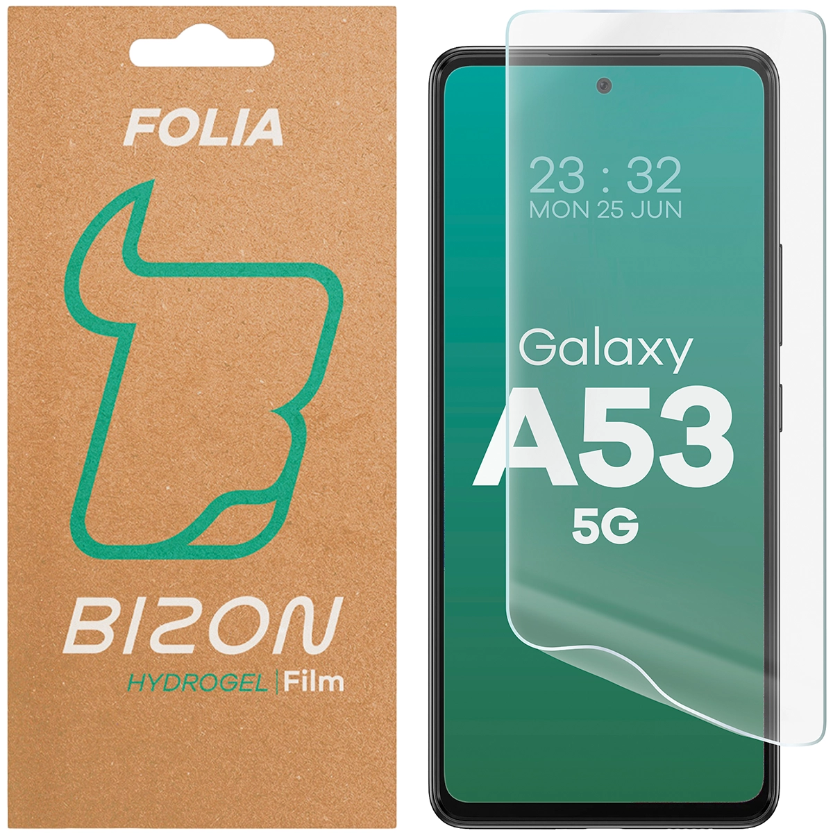 Pudełko i folia hydrożelowa na ekran Bizon Glass Hydrogel Front do Samsung Galaxy A53 5G