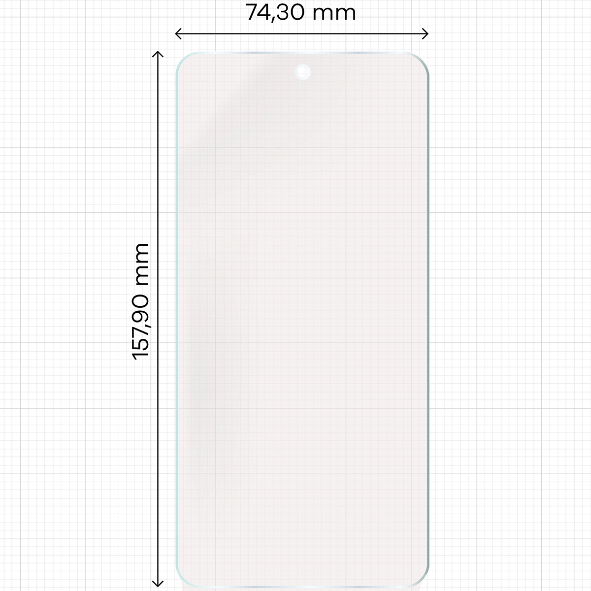 Miarka z wymiarami folii matowej Bizon Glass Film Sun do Samsung Galaxy A55 5G