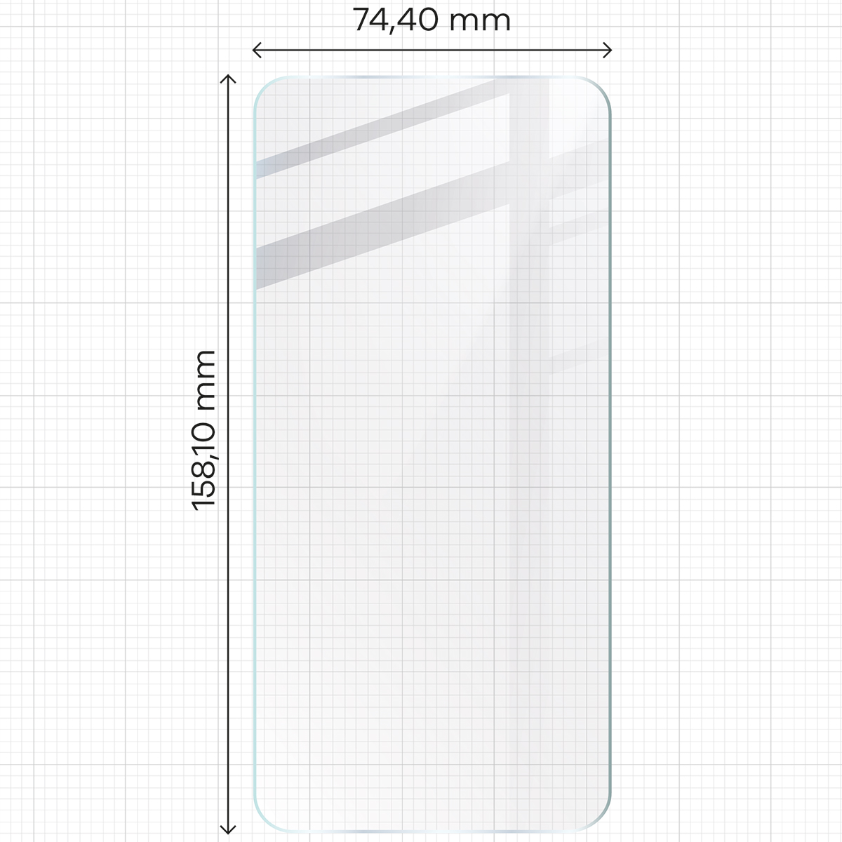 Miarka z wymiarami szkła hybrydowego Bizon Glass Mule