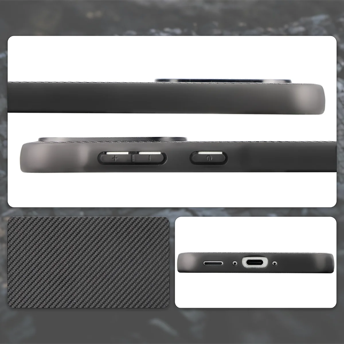 Wycięcia, zintegrowane osłony i struktura etui Bizon Case CarbO do Samsung Galaxy A56 5G