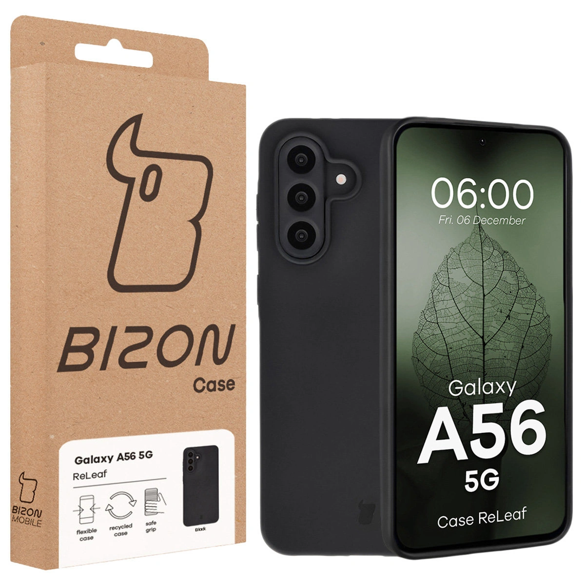 Front of the Bison Case box with a dedicated label for Samsung Galaxy A56 5G