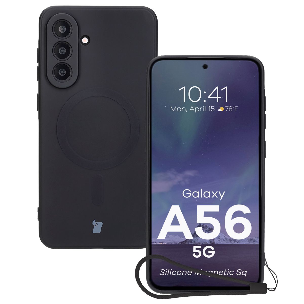 Etui z pierścieniem magnetycznym Bizon Case Silicone Magnetic Sq do Samsung Galaxy A56 5G