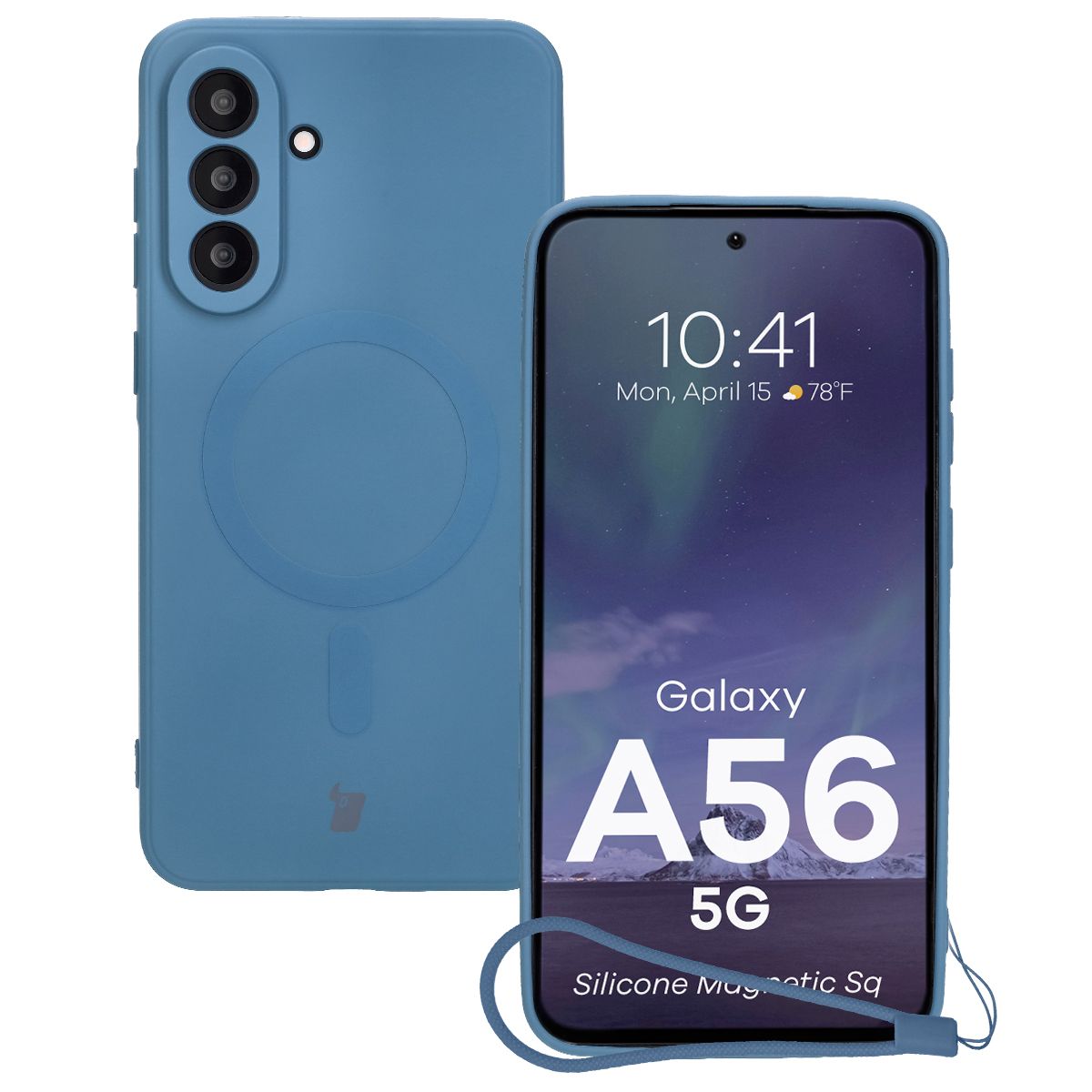 Etui z pierścieniem magnetycznym Bizon Case Silicone Magnetic Sq do Samsung Galaxy A56 5G