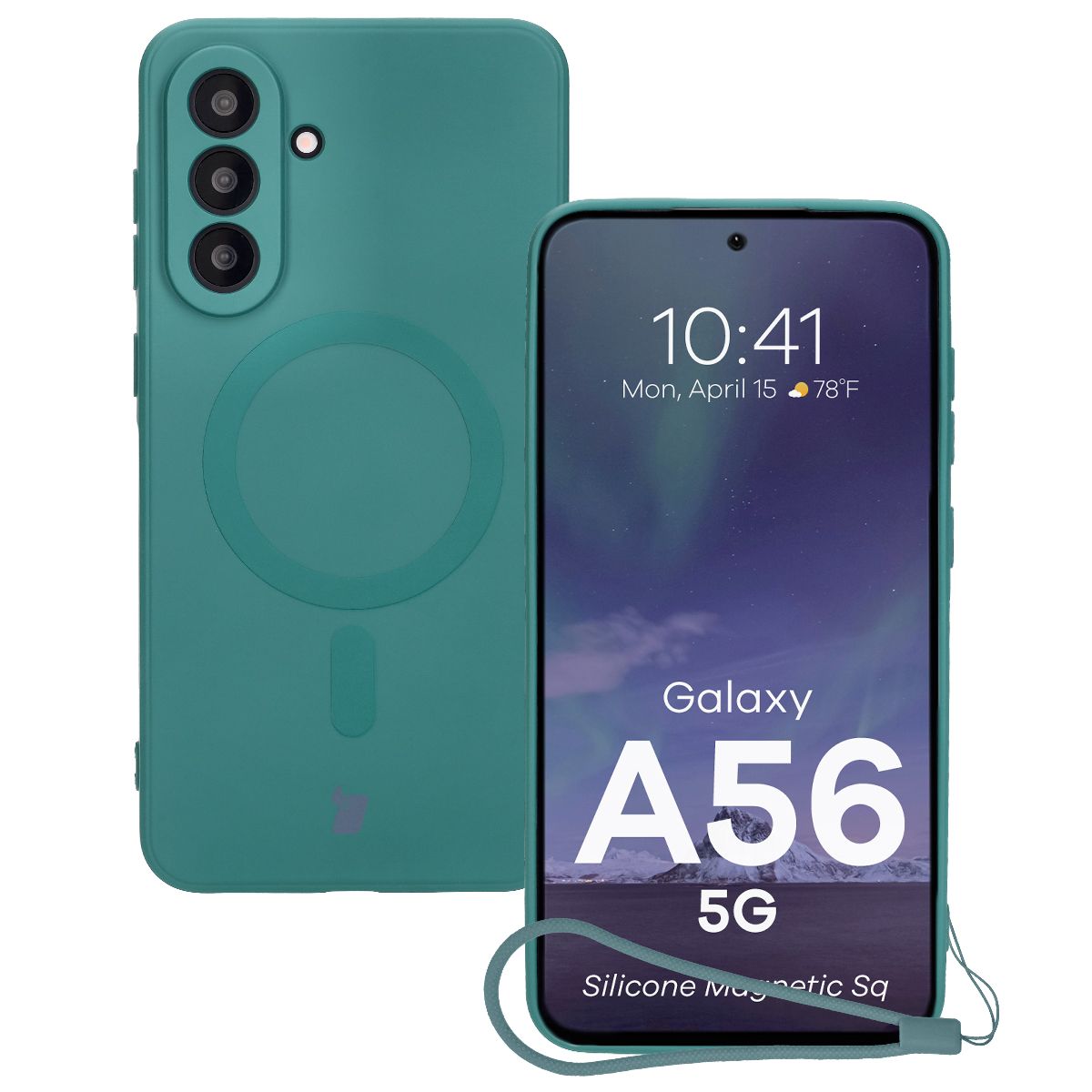 Etui z pierścieniem magnetycznym Bizon Case Silicone Magnetic Sq do Samsung Galaxy A56 5G