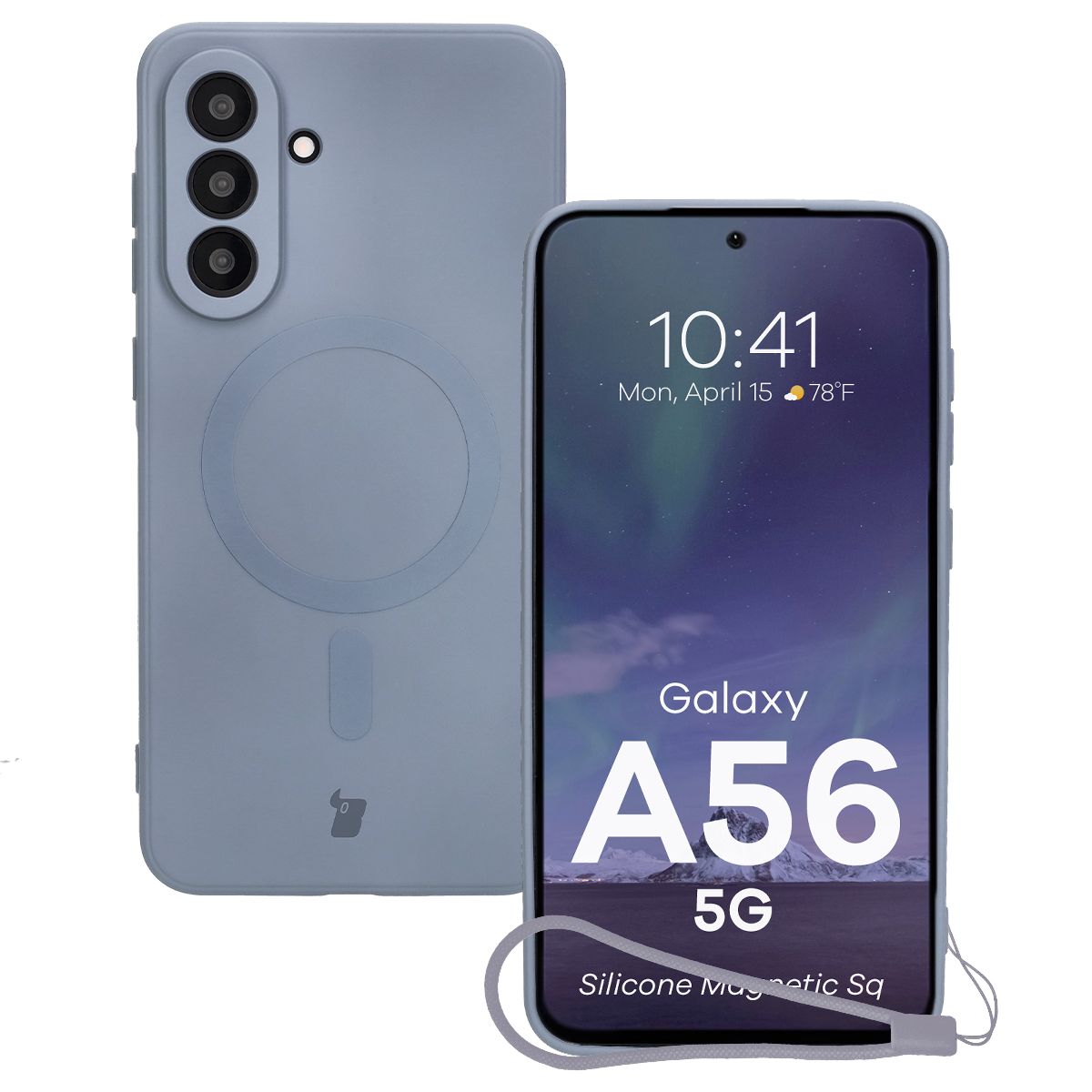 Etui z pierścieniem magnetycznym Bizon Case Silicone Magnetic Sq do Samsung Galaxy A56 5G