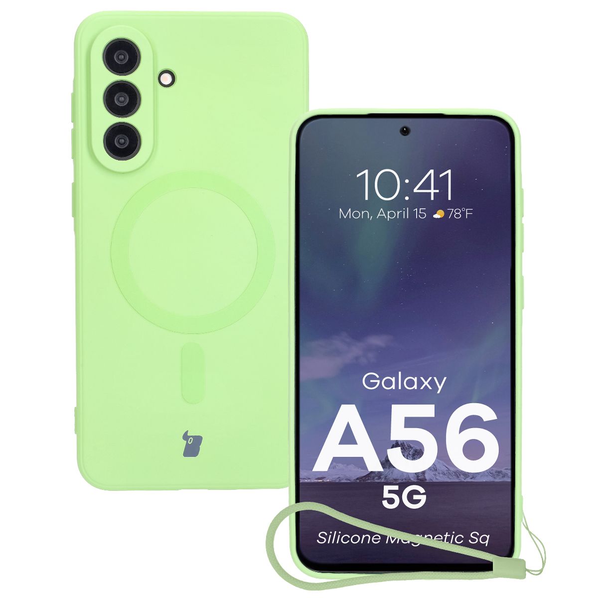 Etui z pierścieniem magnetycznym Bizon Case Silicone Magnetic Sq do Samsung Galaxy A56 5G