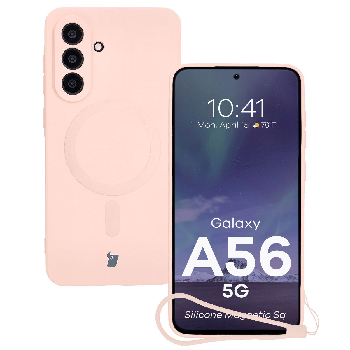 Etui z pierścieniem magnetycznym Bizon Case Silicone Magnetic Sq do Samsung Galaxy A56 5G