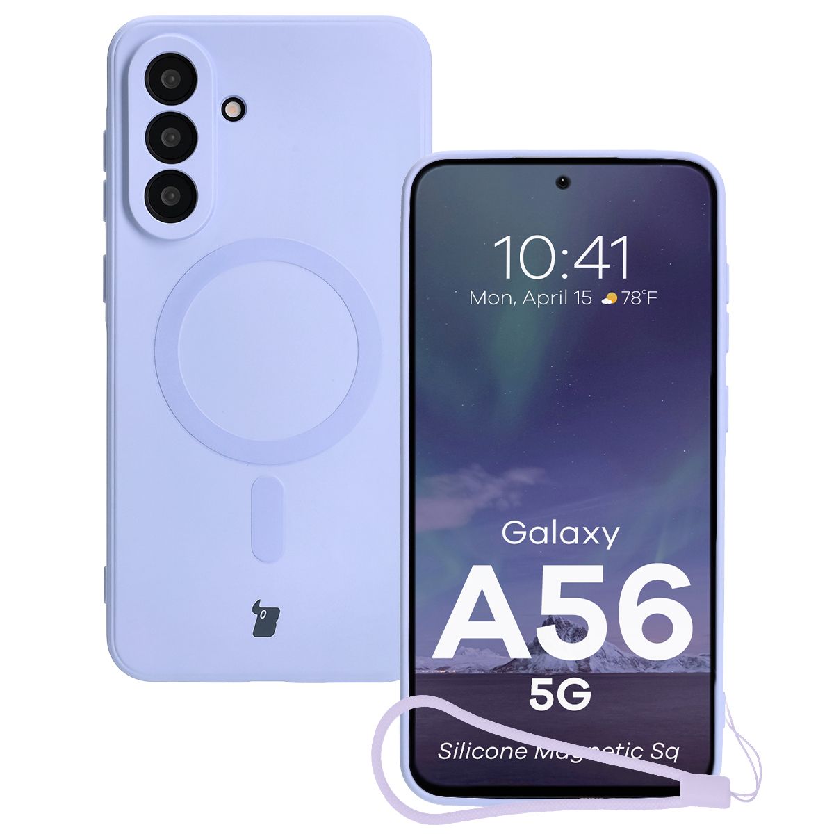 Etui z pierścieniem magnetycznym Bizon Case Silicone Magnetic Sq do Samsung Galaxy A56 5G