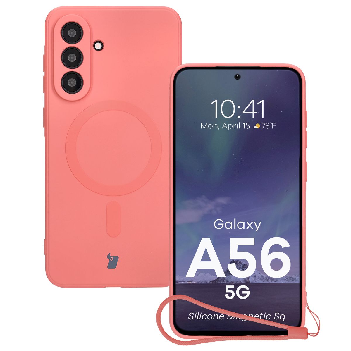 Etui z pierścieniem magnetycznym Bizon Case Silicone Magnetic Sq do Samsung Galaxy A56 5G