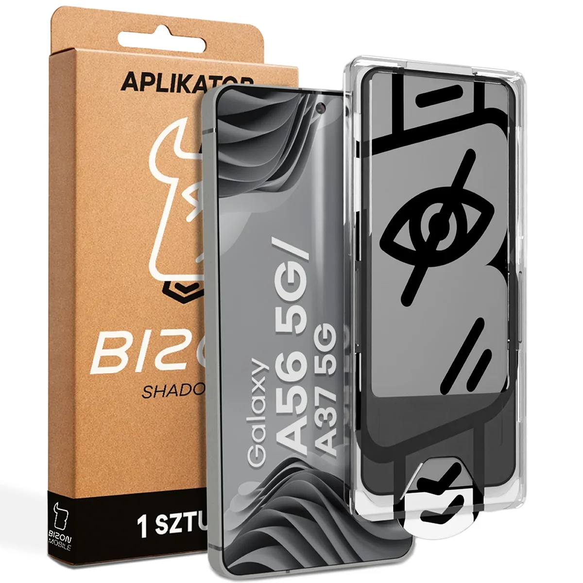 Szkło prywatyzujące z aplikatorem Bizon Glass Aplikator Shadow dla Samsung Galaxy A56 5G / Samsung Galaxy A37 5G