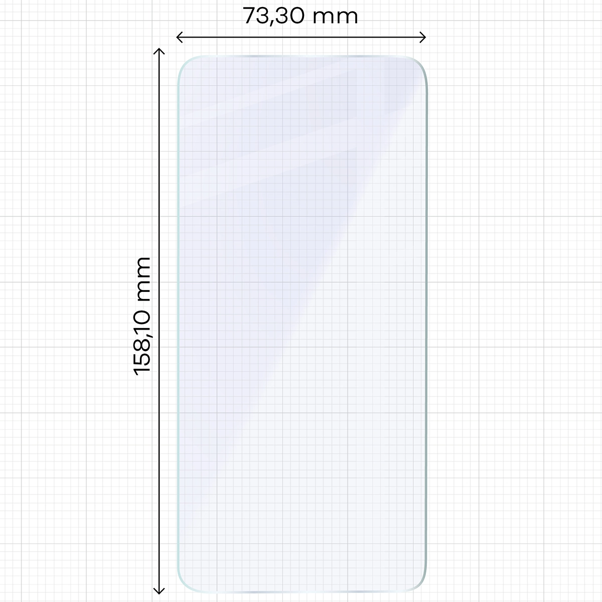 Miarka z wymiarami szkła hybrydowego Bizon Glass Mule Duo do Samsung Galaxy A56 5G