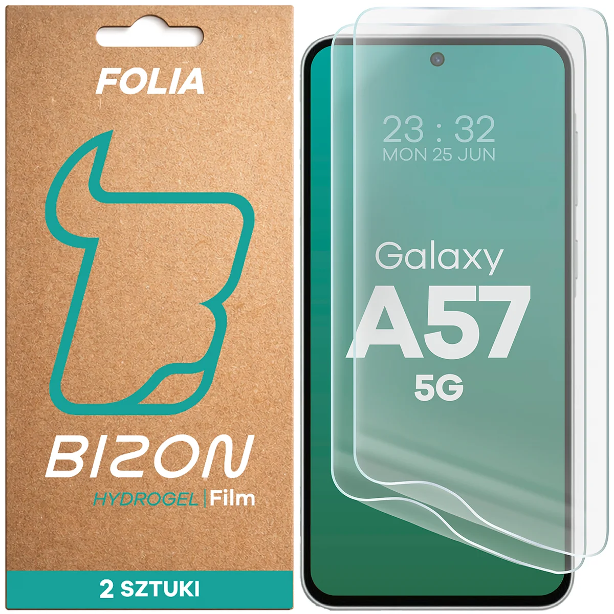 Pudełko i folia hydrożelowa na ekran Bizon Film Hydrogel Front Duo do Samsung Galaxy A57 5G