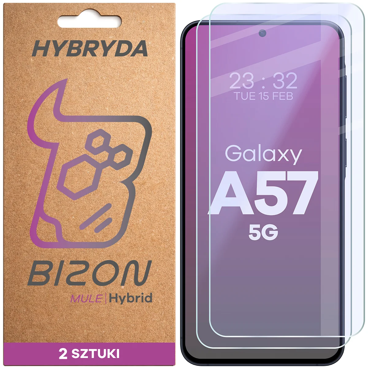 Flexible hybrid glass Bizon Hybrid Mule Duo for Samsung Galaxy A57 5G, 2 pieces
