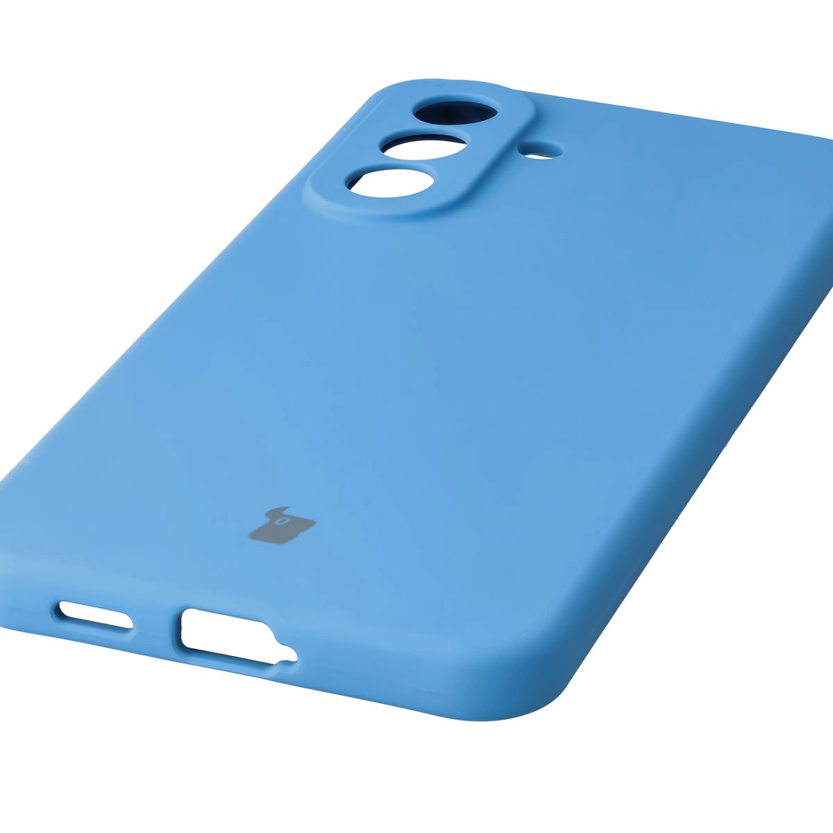 Close-up of precise cutouts and wireless charging capability in the Bison Soft Case for Samsung Galaxy A57 5G