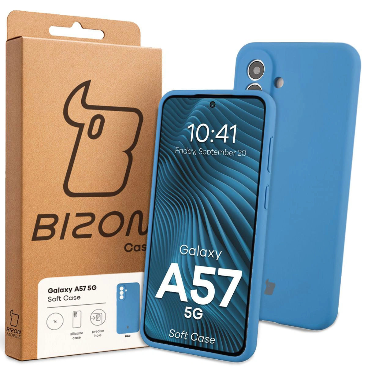 Front of the Bison Case box with a dedicated label for Samsung Galaxy A57 5G