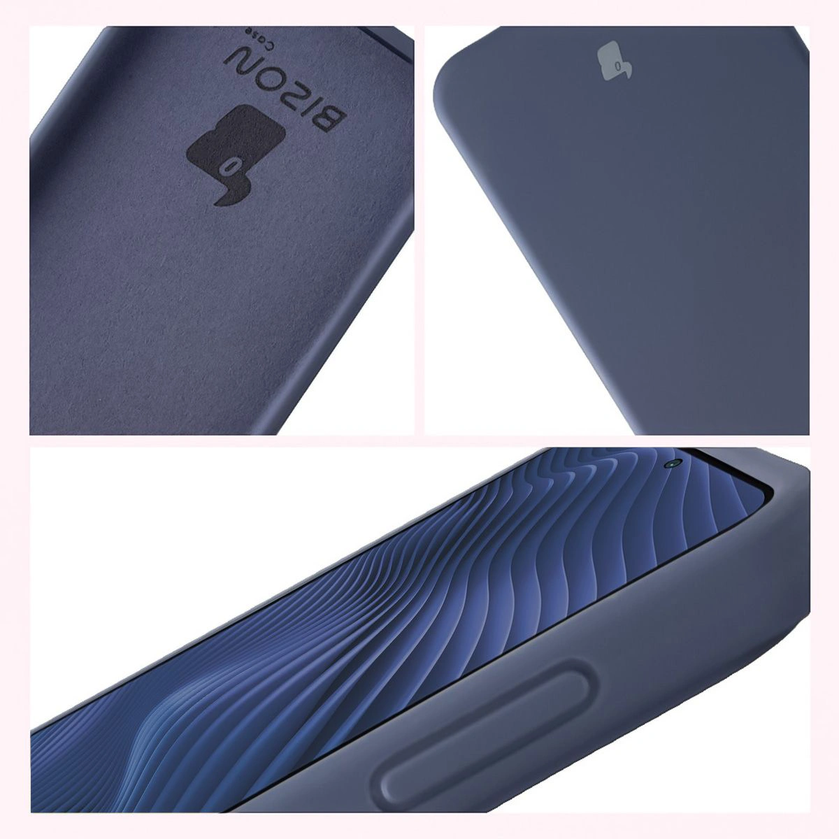 Construcția carcasei Bizon Soft Case: capace integrate, margini ridicate și căptușeală din microfibră pentru Samsung Galaxy A57 5G