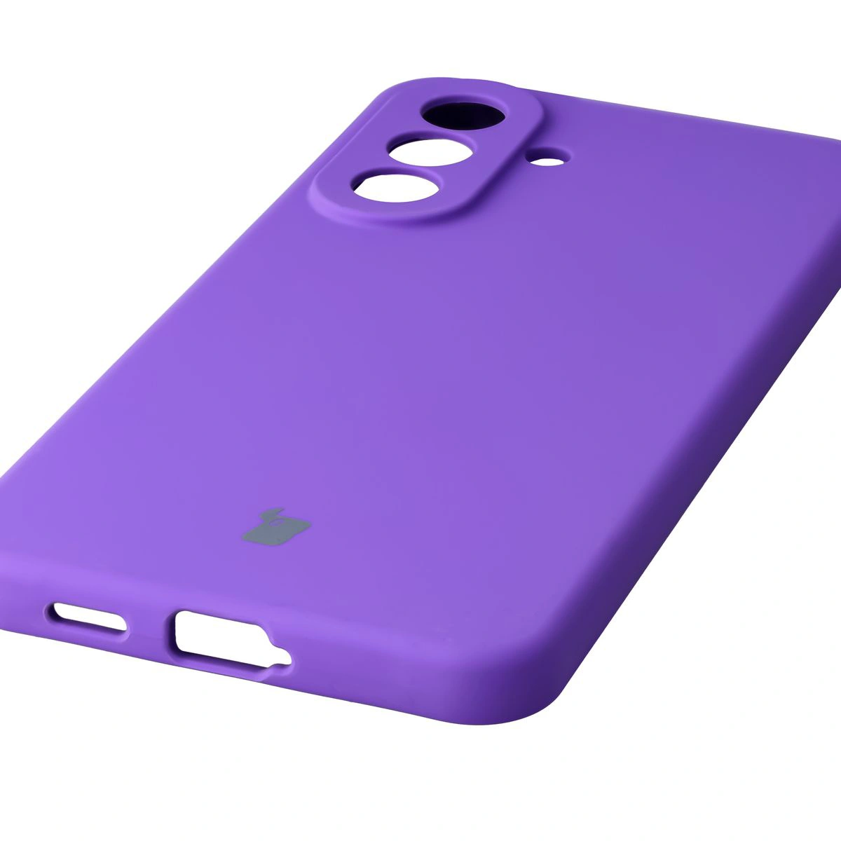 Close-up of precise cutouts and wireless charging capability in the Bison Soft Case for Samsung Galaxy A57 5G