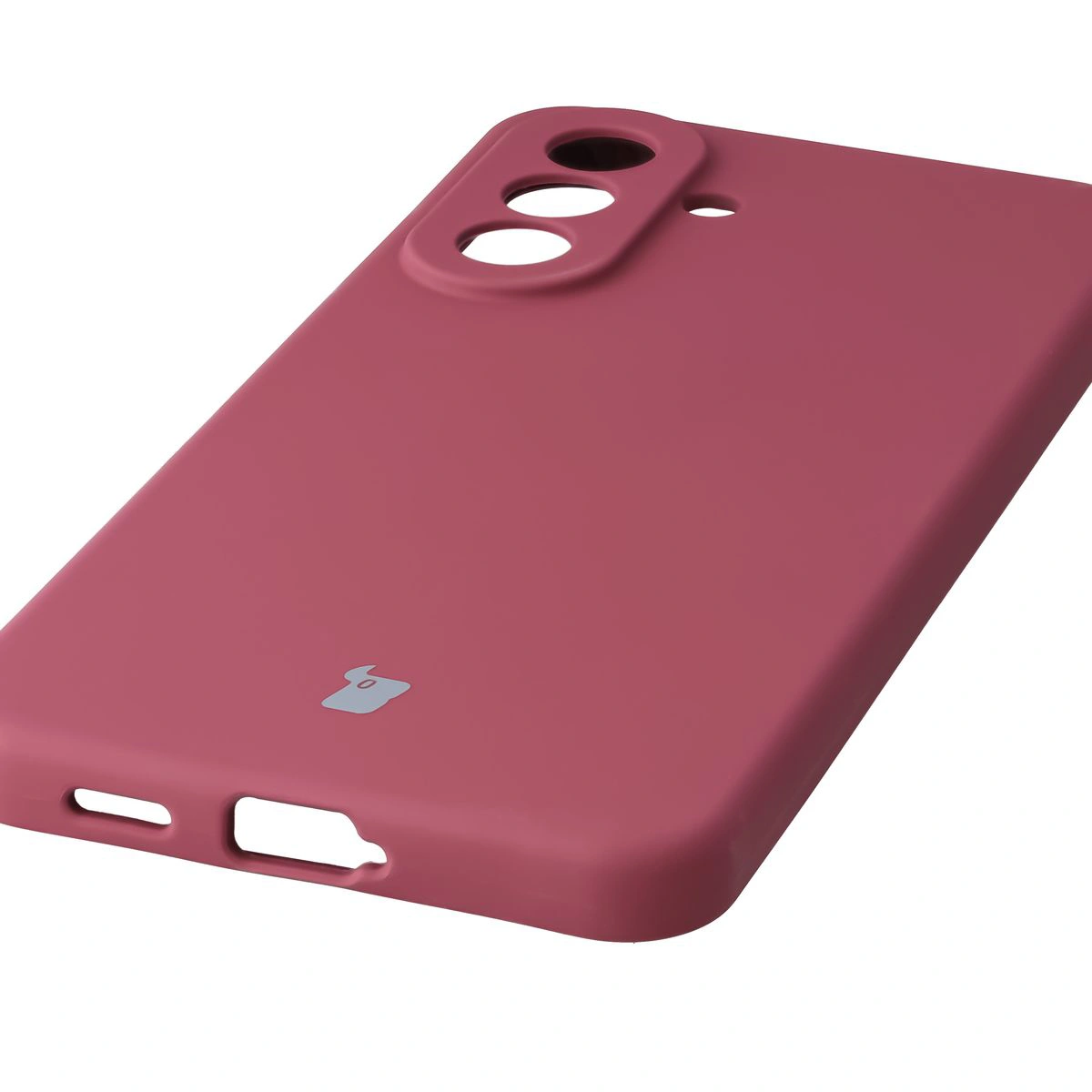 Close-up of precise cutouts and wireless charging capability in the Bison Soft Case for Samsung Galaxy A57 5G