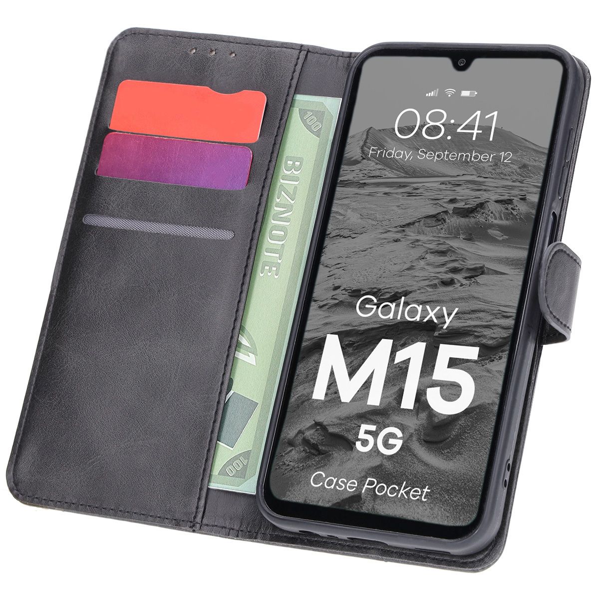 Etui cu clapetă Bizon Case Pocket pentru Samsung Galaxy M15 5G