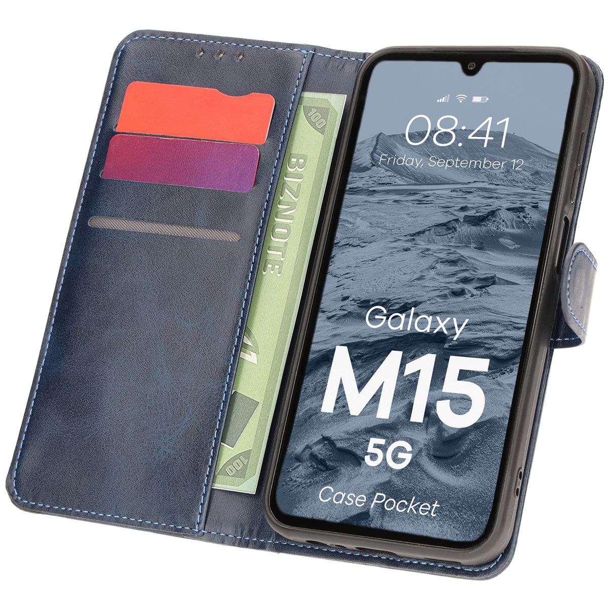 Etui cu clapă Bizon Case Pocket pentru Samsung Galaxy M15 5G