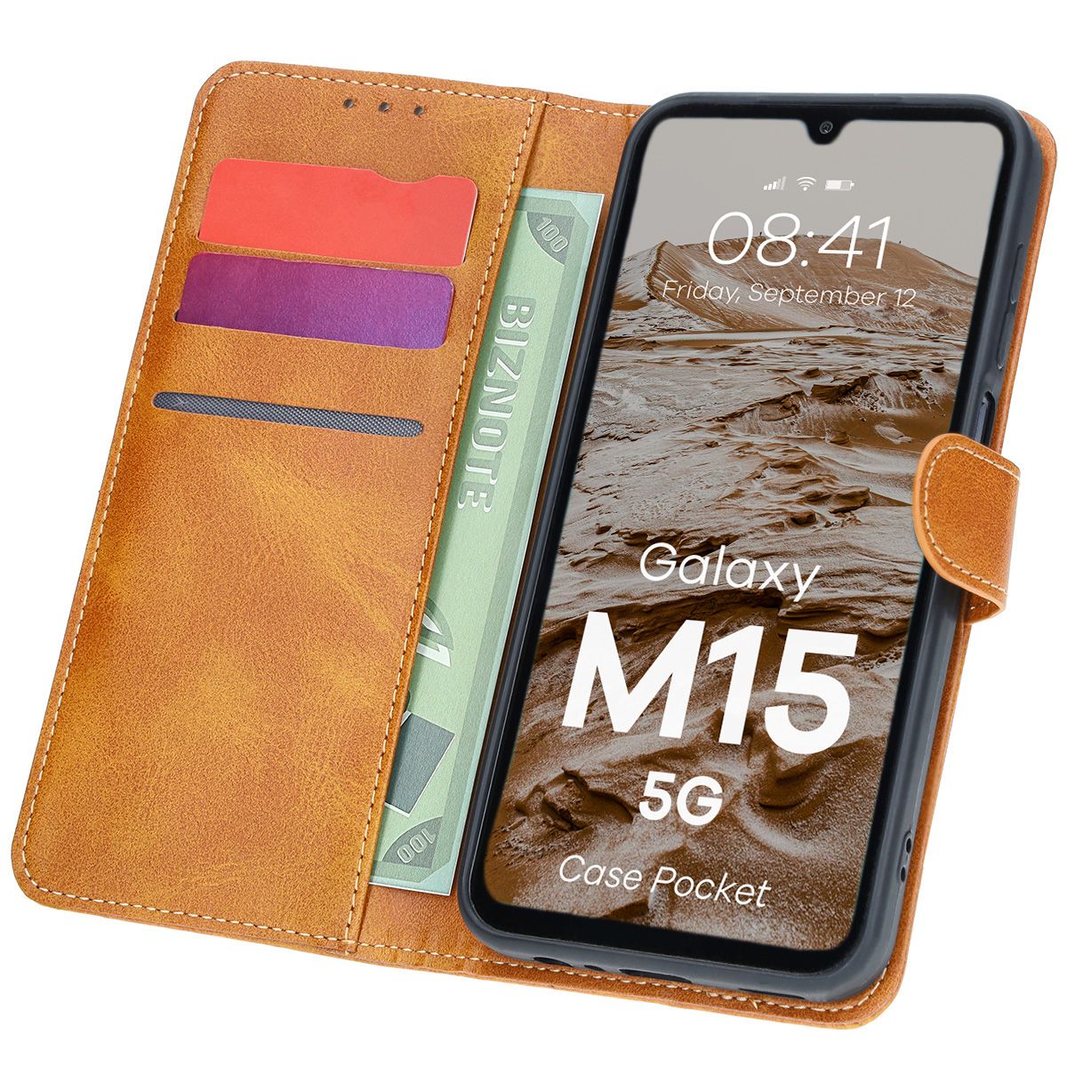 Etui cu clapă Bizon Case Pocket pentru Samsung Galaxy M15 5G