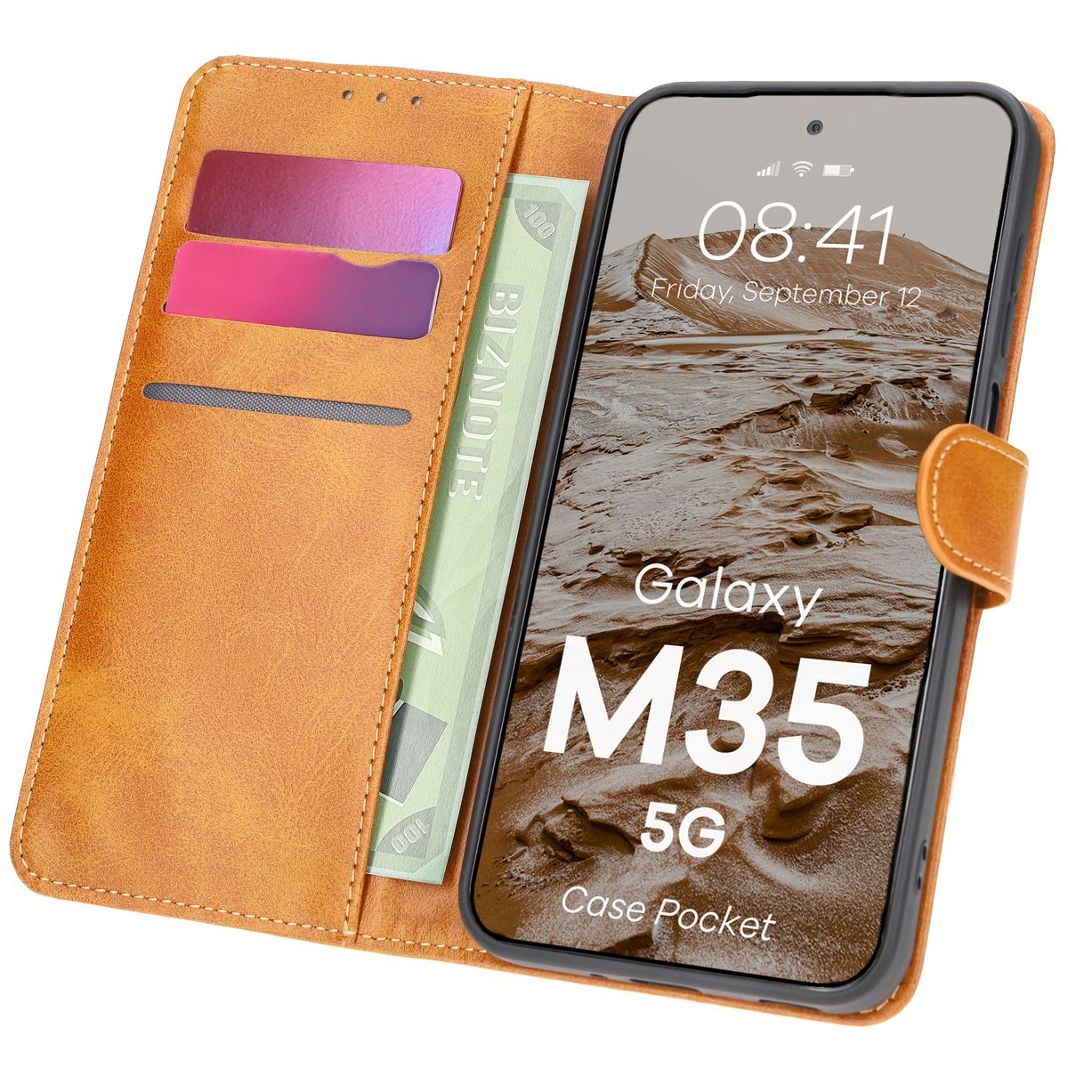 Etui cu clapă Bizon Case Pocket pentru Samsung Galaxy M35 5G