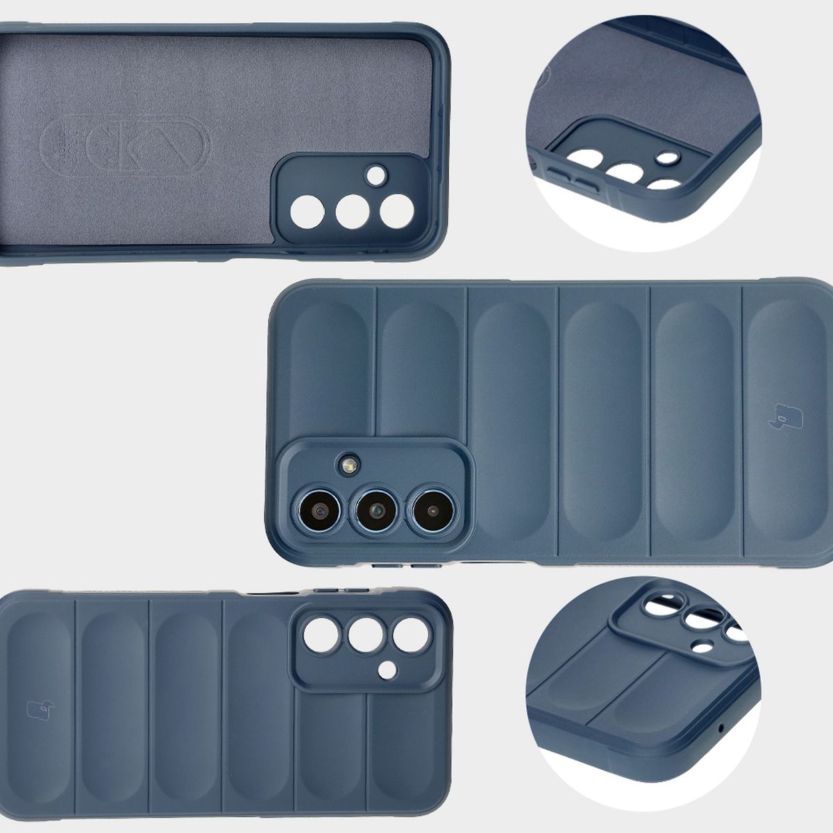 Mikrofaserpolster, Vertiefungen auf der Rückseite und verstärkte Ecken im Etui Bizon Case Tur