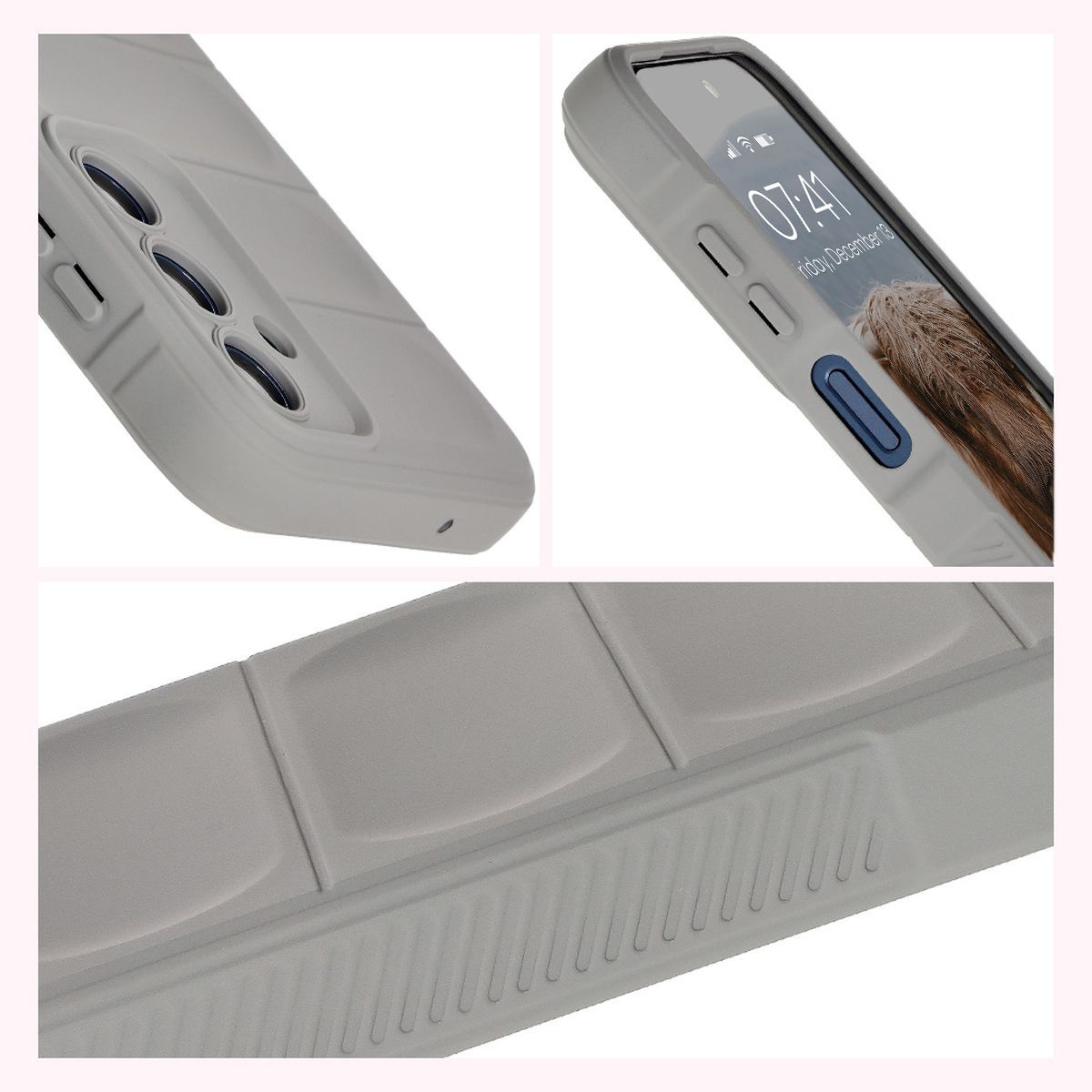 Strukturierte Seiten und erhöhte Kanten für Bildschirm und Kamera im Etui Bizon Case Tur