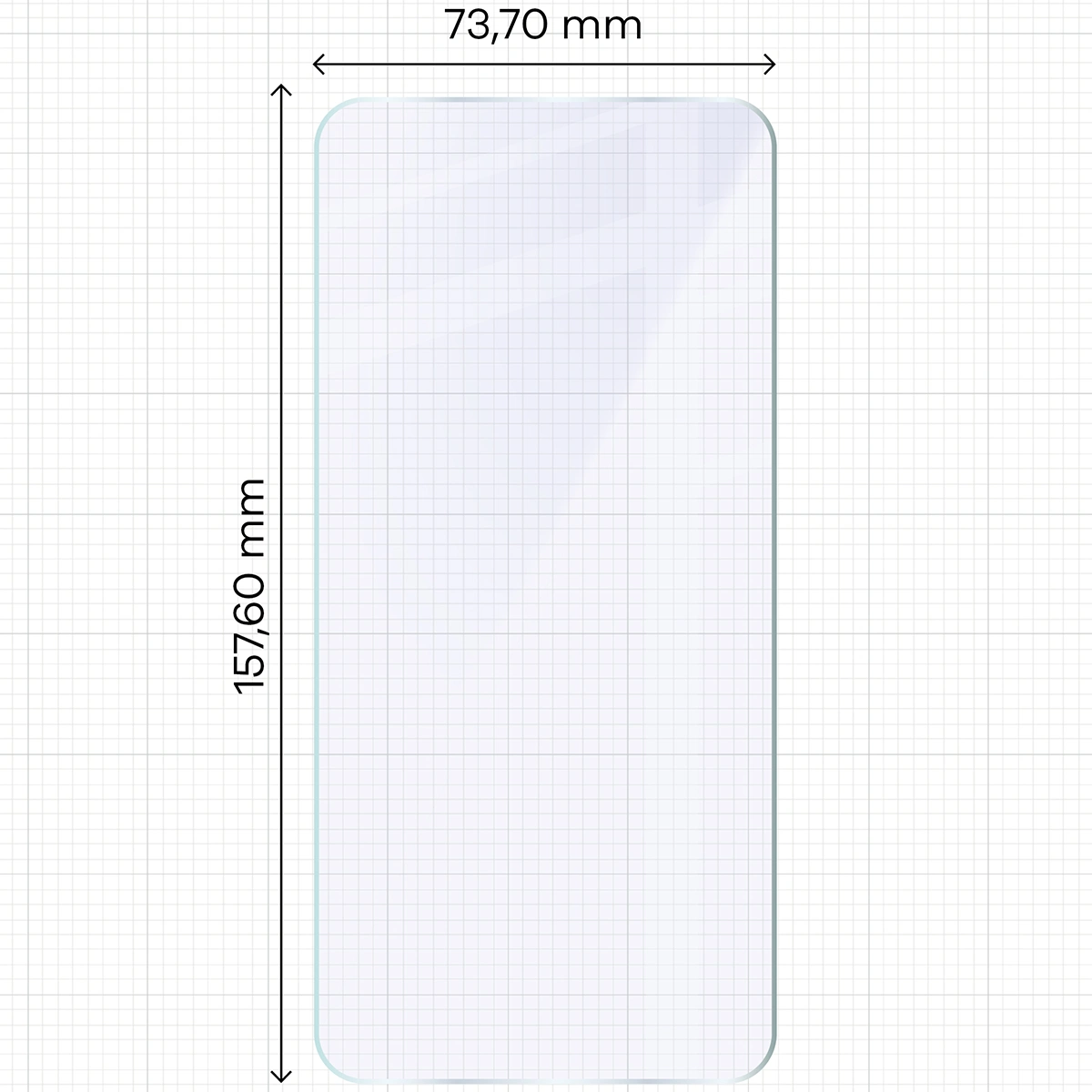 Miarka z wymiarami szkła hybrydowego Bizon Glass Mule Duo do Samsung Galaxy M35 5G / Samsung Galaxy A35 5G / Samsung Galaxy A55 5G