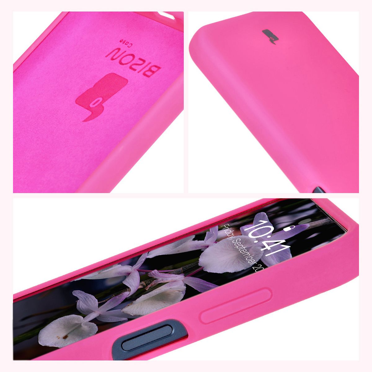 Konstruktion der Bizon Soft Case-Hülle: integrierte Abdeckungen, erhöhte Ränder und Mikrofaserpolsterung