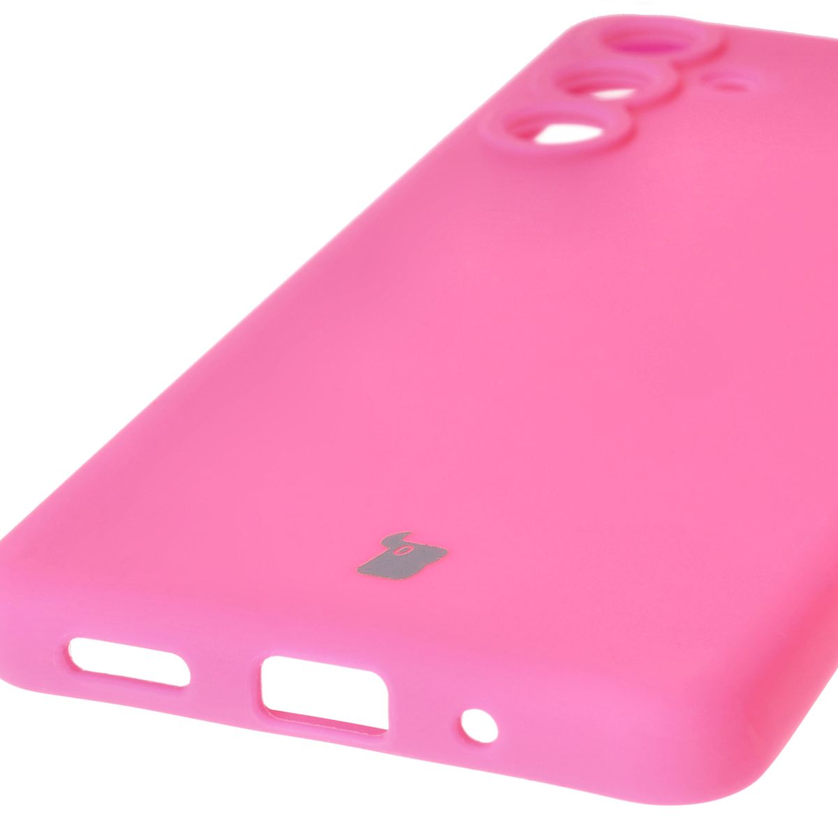 Close-up of precise cutouts and wireless charging capability in Bizon Soft Case