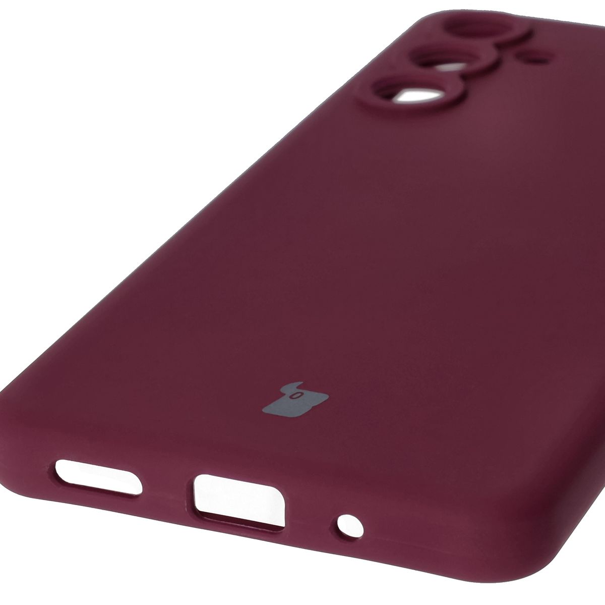 Close-up of precise cutouts and wireless charging capability in Bizon Soft Case