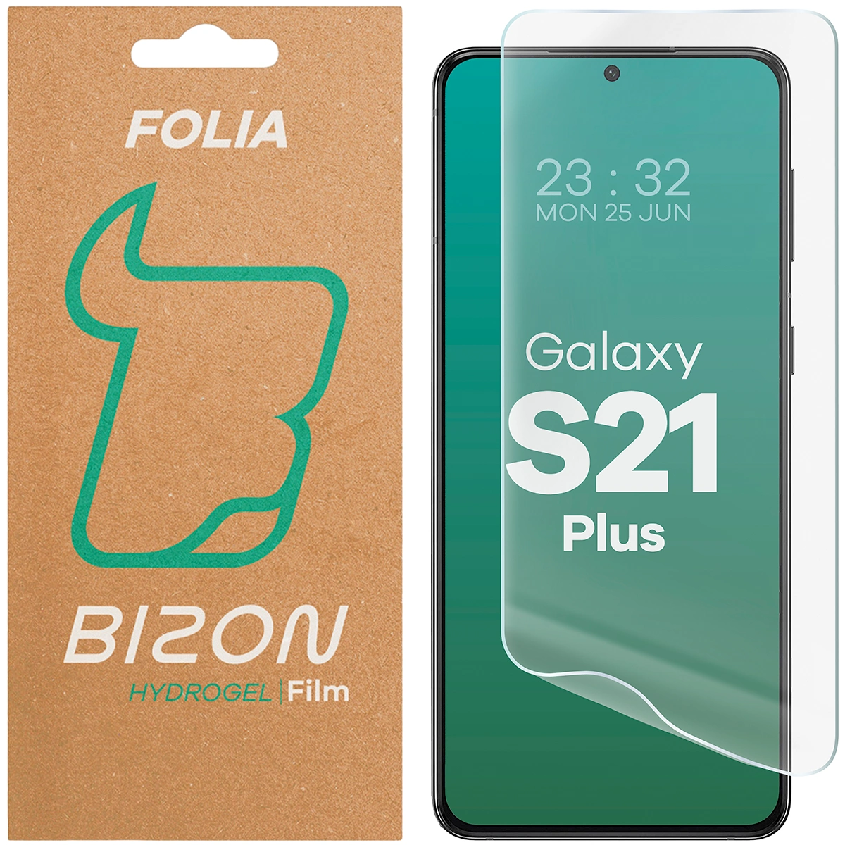 Pudełko i folia hydrożelowa na ekran Bizon Glass Hydrogel Front do Samsung Galaxy S21 Plus