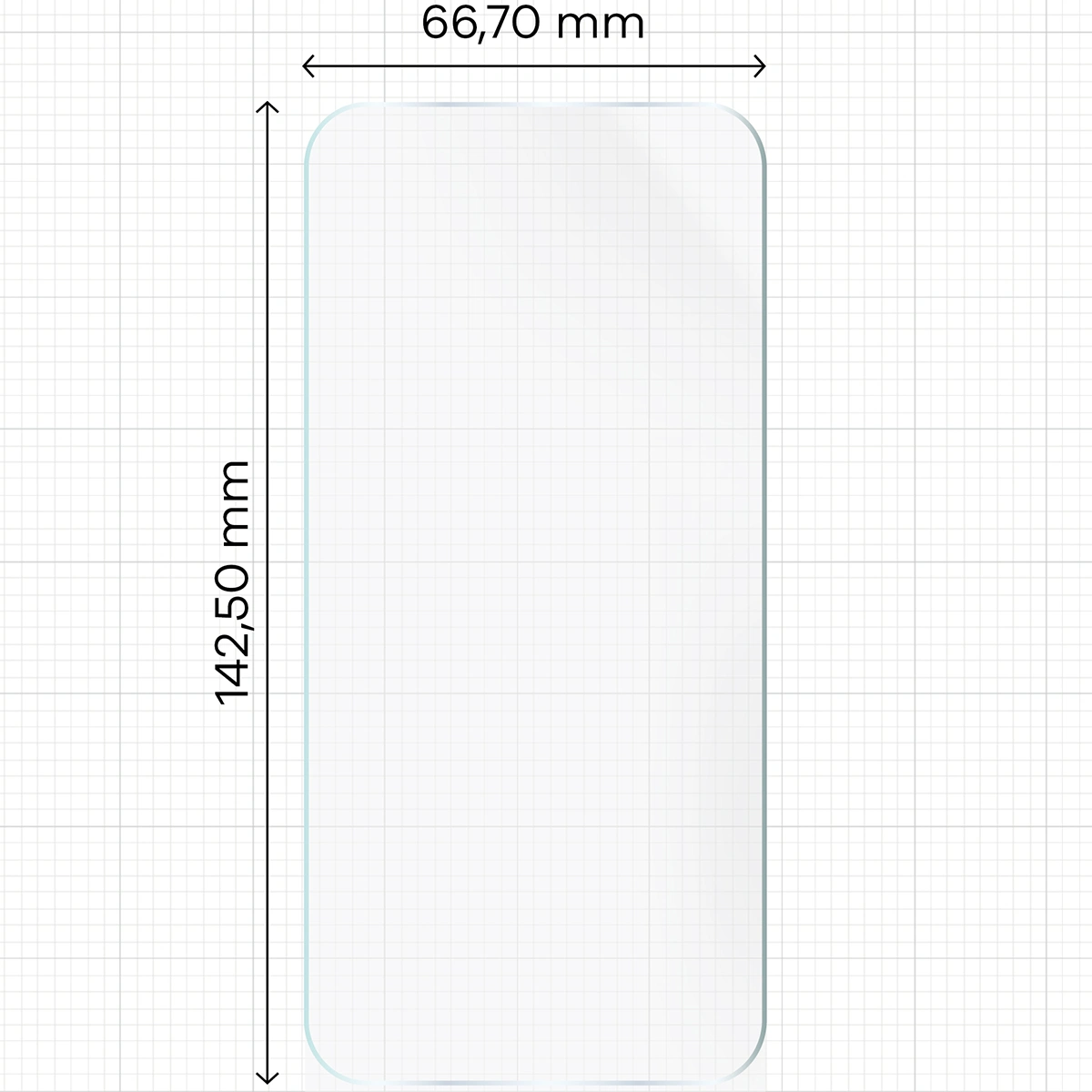 Measuring tape with dimensions of Bizon Glass Hydrogel Front hydrogel film for Samsung Galaxy S22